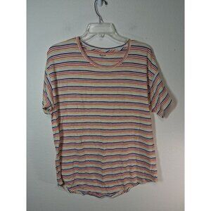 Madewell T-Shirt Retro Y2K Casual Striped Crew Neck Short Sleeve Size Large